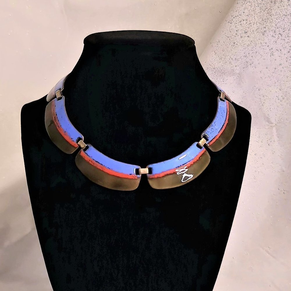 MCM KAY DENNING Enamel on Copper Necklace - Picture 5 of 9
